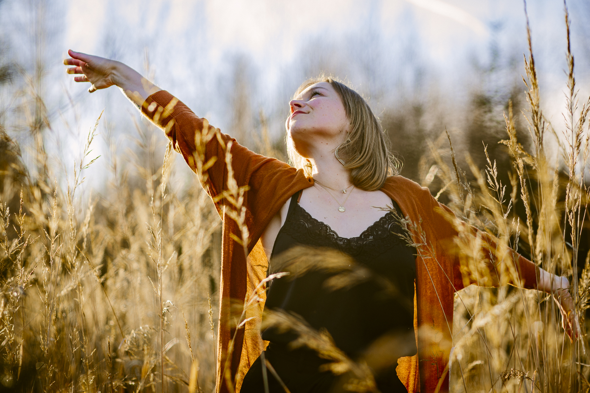 Woman spreading her arms